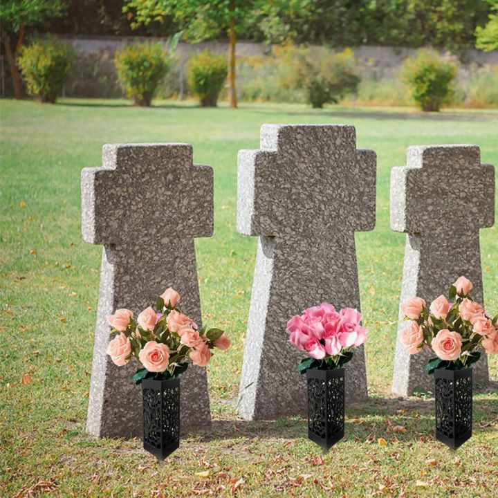 4-pack-headstone-vase-memorial-tombstone-decorations-cemetery-floral-containers-with-stakes-drainage-hole