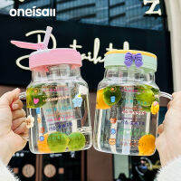 แก้วกาแฟถ้วยชาแก้ว ONEISALL มีที่วางหลอดฝากรองถ้วยน้ำทนอุณหภูมิสูงสำหรับสำนักงาน450มล.