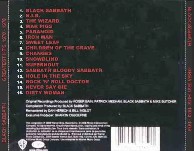 BLACK SABBATH CD - GREATEST HITS 1970-1978