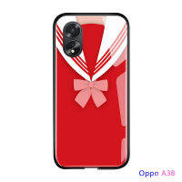 เคสใส่โทรศัพท์สำหรับ OPPO A38 A18อนิเมะกันกระแทกที่สร้างสรรค์สำหรับเด็กผู้หญิงผู้หญิงหญิงสาวกะลาสีเรือกระเป๋าใส่สูทฝาหลังกระจกเทมเปอร์เคสใส่โทรศัพท์แบบบางลายชุดสูทนักเรียน