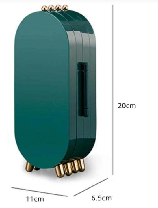 กล่องเก็บเครื่องประดับพกพา-ทรงวงรี-ประหยัดพื้นที่จัดเก็บ-กล่องใส่สร้อย-ต่างหู-พับได้เก๋ๆ-ที่ใส่เครื่องประดับพร้อมกระจก