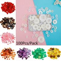 100Pcs/Pack Mixed Size Four-hole Fine Edge Resin Button for Scrapbooking Crafts DIY Clothing Sewing