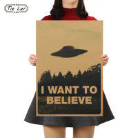 TIE LER Vintage คลาสสิกภาพยนตร์โปสเตอร์ I Want To Believe โปสเตอร์ Bar Home Decor กระดาษคราฟท์ภาพวาดสติ๊กเกอร์ติดผนัง 51.5X36 ซม.-sdhdfreydf