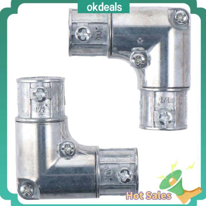 OKDEALS 2 Pcs 1/2 Inch Chain Link Silver Gate Corner EMT Coupling