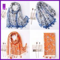 เครื่องประดับ Pashmina ผ้าพันคอบางขโมยผ้าคลุมฮิญาบผ้าคลุมชายกรุยลายดอกไม้หรูหรา