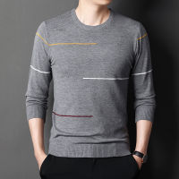 TOPMens Sweaters Korean Round Neck Striped Sweaters Autumn Winter New Arrival Slim Warm Sweaters Pullover Men Top