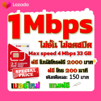 ✅โปรเทพ 1 mbps ไม่อั้นไม่ลดสปีด Max speed 4 Mbps มีโทรฟรีทุกเครือข่ายโบนัส2000+200นาที แถมฟรีเข็มจิ้มซิม✅