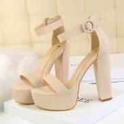 1550-1 Sandal Cao Gót BIGTREE Phong Cách Âu Mỹ Da Mềm Đúp Đế Gót Trụ 13 Cm