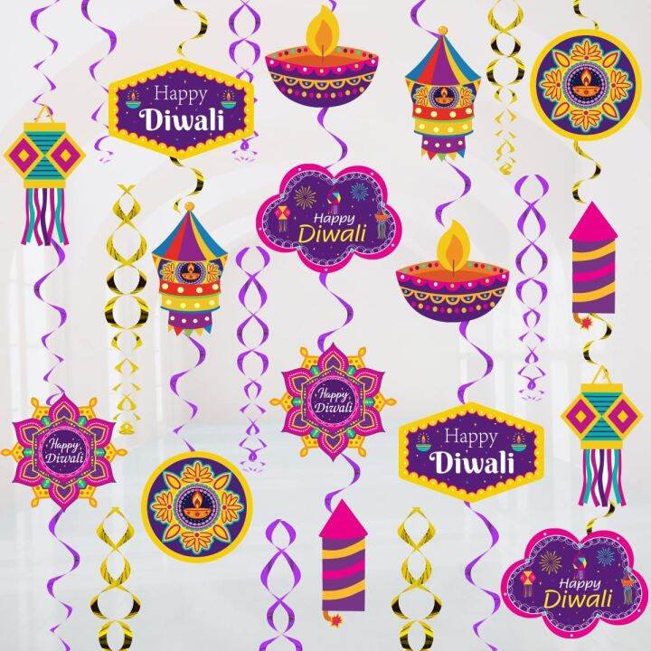 JOLLYBOOM Happy Diwali Hanging Swirls Diwali Hanging Decorations for Diwali Party Happy