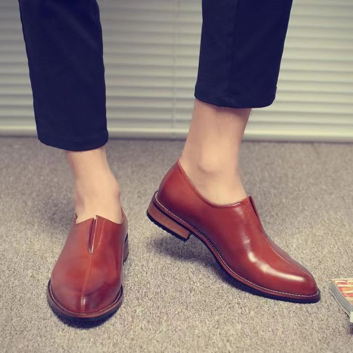 รองเท้าแฟชั่นสำหรับผู้ชายกันลื่นพื้นรองเท้า-comfort-ผู้ชายรองเท้าโลฟเฟอร์ลำลองพื้นรองเท้าผ้าใบหัวเหลี่ยมหนังแท้นุ่มสวม