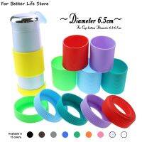 2Pc/Set Diameter6.5cm Colour Threaded Soft Silicone Cup Sleeve And Bottom Suit Heat Insulated Anti Slip Good Toughnes Odorless Electrical Circuitry Pa