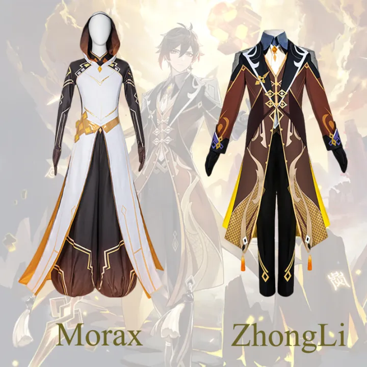 Genshin Impact Morax Zhong Li Cosplay Costume Uniform Wig Anime Halloween  Costumes for Men Game | Lazada PH