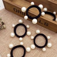 【CW】 2020 3Pc imitation pearls fashion Elastic black Bands Rope Rubber Band tie bun