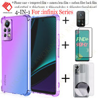 (4 In 1) Infinix Hot 10เคสโทรศัพท์ + หน้าจอกระจกเทมเปอร์ฟิล์ม + คาร์บอนไฟเบอร์ฟิล์มด้านหลัง + กล้องฟิล์มฟิล์มเลนส์,โทรศัพท์มือถือเคสโทรศัพท์,โทรศัพท์มือถือคาร์บอนสติ๊กเกอร์ไฟเบอร์,กระจกเทมเปอร์กรณี