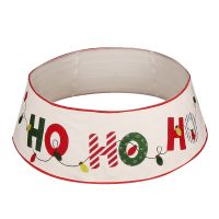 Merry Christmas Tree Collar 30นิ้ว Ho Ho Ho Xmas Tree กระโปรงแหวนฐานหน้าแรกวันหยุดฤดูหนาวปีใหม่ Decor