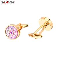 SAVOYSHI Newest Shirt Cufflinks for Mens Gift Cuff buttons High Quality Round Colorful Stone Cuff links Wedding Jewelry