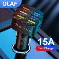 [ใหม่2023] OLAF 6 USB ที่ชาร์จแบตในรถ Quick Charge 3.0ชาร์จ75W สำหรับ iPhone 13 12 Huawei Samsung Xiaomi โทรศัพท์มือถือเครื่องชาร์จโทรศัพท์ในรถที่ชาร์จแบตในรถ