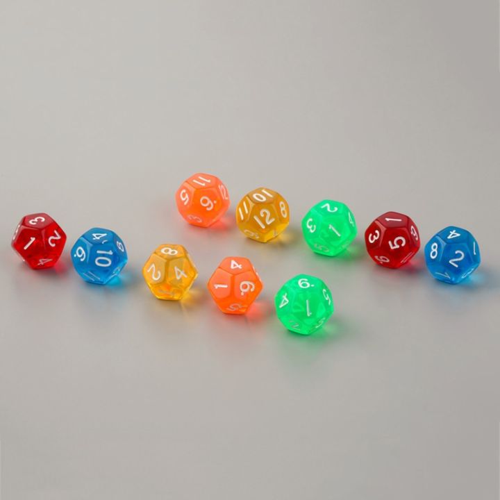 ลูกเต๋า10ชิ้นสีสันใส-ลูกเต๋าคริสตัล12อะคริลิคมีขอบลูกเต๋าปริศนาสำหรับเด็กเกมกระดานของเล่น-ktv-บาร์ลูกเต๋า
