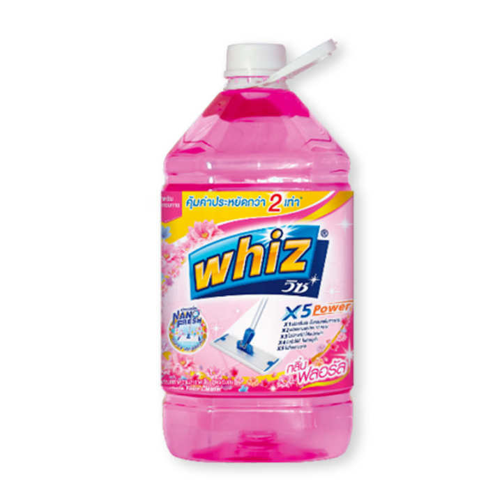 Whiz X5 Floor Cleaner Pink 5200 ml.วิซ น้ำยาถูพื้น สูตรเข้มข้นX5 กลิ่นฟลอรัล ขนาด 5200 มล.