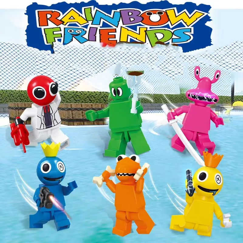 6pcs/set Roblox Rainbow Friends Building Block Toy Cute Action Figure  Collection For Kids Fans Xmas Gift