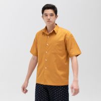 Hunter Studios - เสื้อเชิตแขนสั้น ทรงOversize รุ่น Fainly Shirt ผ้าOxford สีMustard