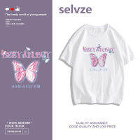 2023 newSELVZE （พร้อมส่งจากกทม มาถึงใน 3วัน）print T-shirt เสื้อยืดแขนสั้นพิมพ์ลายผีเสื้อสวย A2571