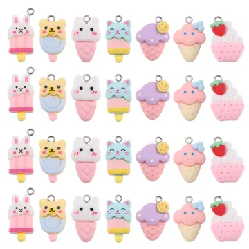 Cartoon Kawaii Ice Cream Cup Resin Charms For Jewelry Making Cute