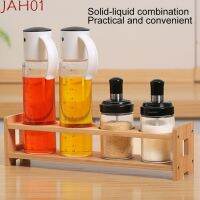 Oil Vinegar Condiment Bottle Holder Wooden Liquor Dispenser Storage Rack with Wrench Non-slip Pads Screw Kitchen Accessory