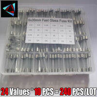 240PcsBox 24Values 6x30mm Fast Glass Fuse Kit In Package 0.2A 0.5A 1A 2A 3A 5A 6A 8A 10A 15A 250V 6*30 Insurance Tube Package