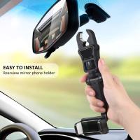 One-Key Extendable Phone Holder For Car Rear View Mirror Phone Holder 900 Degree Rotating Extendable Car Phone Cradle Suitable For 1.9-2.8in Phones 900 Degree Rotatable Rear View Mirror Phone Holder Mount Phone Holder Suitable For 1.9-โทรศัพท์2.8in