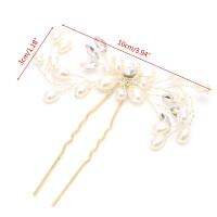 Elegant สำหรับ Rhinestone Pearl Hairpins Classy Barrette กิ๊บติดผมรูปตัวยู All-Match สำหรับหนา/บาง/ยาว/สั้น