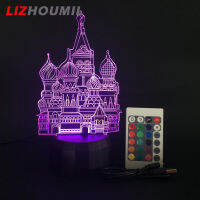 LIZHOUMIL การควบคุมระยะไกลแบบสัมผัสฐานไฟ3มิติสำหรับไฟ LED กลางคืนแสงที่มีสีสันโคมที่ไล่ระดับแสงสีดำ (ไม่มีแสง)