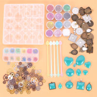 45 Pcs Resin Pendant Mould Set Including Water Drop Mould Glitter Powder Resin Mold Wheel Gear Dry Flowers Powder Mixing Spoon