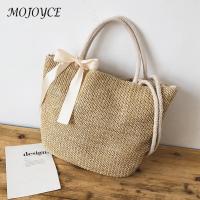 Women Straw Drawstring Shoulder Weave Summer Handbag Women Tote Vintage Beach Straw Bag Purse