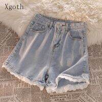 【CC】 Sweet-cool Korean Denim Shorts Women  39;s Designer Feel Straight Hot Pants Trend Kawaii Half Trousers