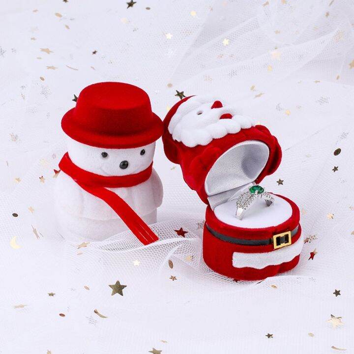 1-piece-snowman-velvet-jewelry-box-santa-claus-ring-box-jewelry-container-for-earrings-display-christmas-gift-box-holder