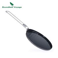 Boundless Voyage Nonstick Pans with Folding Handle Outdoor Camping Titanium Frying Pan for Picnic Barbecue Skillet Tableware