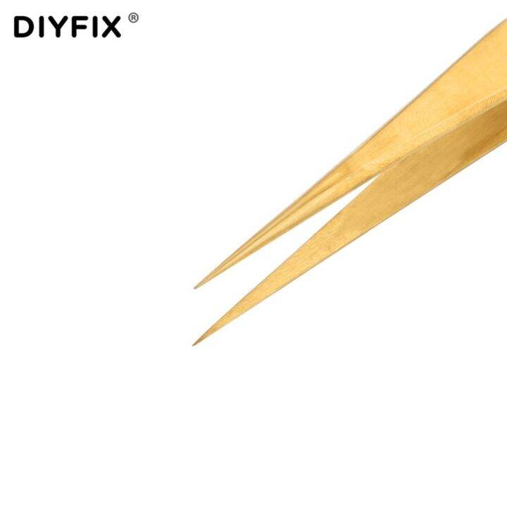 diyfix-2pcs-precision-tweezers-eyelash-extension-clips-curved-straight-tips-electroplating-forceps-fine-point-hand-tools-sets