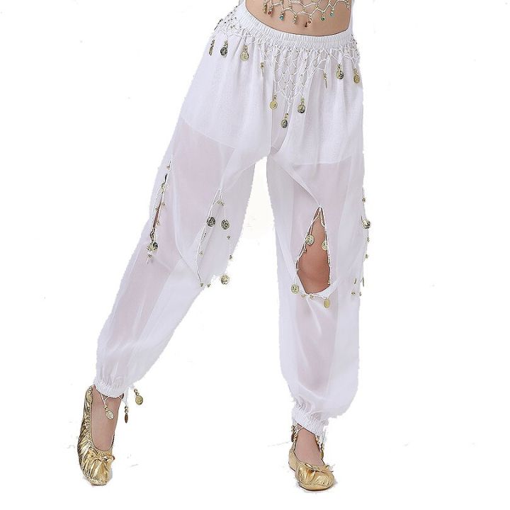กางเกงโคมไฟรูปนักเต้นหน้าท้องผ้าชีฟองสำหรับ120d-uiy-9กางเกงเต้นยืดหยุ่นระบายอากาศได้ดี