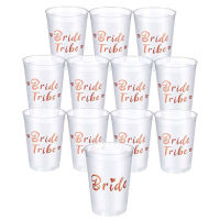 JOLLYBOOM Bachelorette Party Decorations Bride Tribe Reusable Cups, Rose Gold Bridal Shower Gift, Bridesmaid Favors For Bridal Shower, Engagement Party Decor And Bride To Be Gift