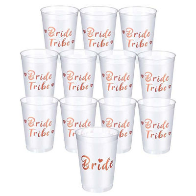JOLLYBOOM Bachelorette Party Decorations Bride Tribe Reusable Cups, Rose Gold Bridal Shower Gift, Bridesmaid Favors For Bridal Shower, Engagement Party Decor And Bride To Be Gift