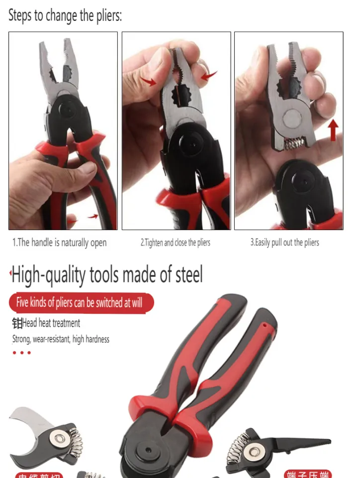 1 Combination Interchangeable Pliers Kit, Wire Stripper, Wire