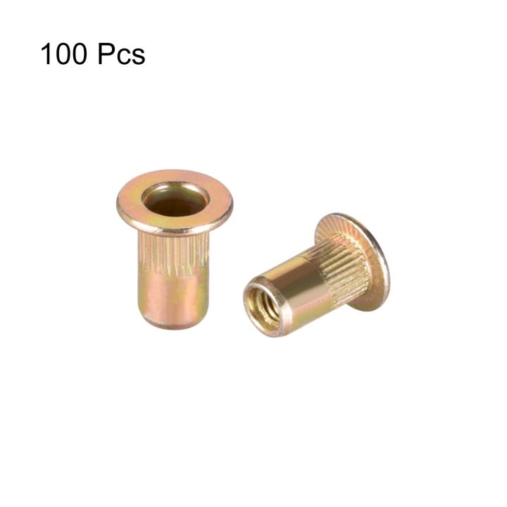 10-100pcs-10-24-m3-m4-m5-m6-m8-m10-carbon-steel-rivet-nuts-flat-head-insert-rivnut-nutsert-zinc-plated-cap-rivet-nut-for-screw