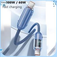 FCOCA Pd 100W / 60W สายเคเบิลข้อมูลมือถือ การส่งข้อมูล480Mbps จอแสดงผลดิจิตอลโปร่งใส สายชาร์จไฟ ของใหม่ Type-C ถึง Type-C Pd ชาร์จเร็ว โทรศัพท์มือถือสำหรับมือถือ