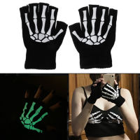 Warm Knitting s For Solid Acrylic Half Finger Human Skeleton Head Gripper Print Cycling Non-slip Wrist s2023