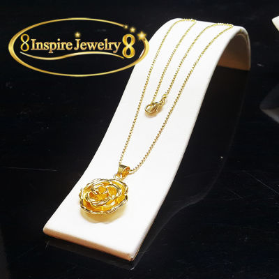 Inspire Jewelry สร้อยคอทองตะขอสปริง ยาว 18 นิ้ว พร้อมจี้รูปดอกไม้ ชุบเศษทองคำแท้