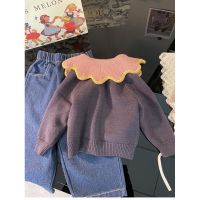 Spot parcel post Girls internet celebrity suit 2023 New Korean Style Spring Clothing Doll Collar Sweater Casual Baby Fried Street Kids Coat