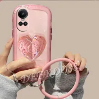 เคส Reno10Pro OPPO + Reno10 Pro Plus Pro + 5G 4G 2023ฝาหลังน่ารักเคสสมาร์ทโฟนน่ารักพร้อมสายรัดข้อมือคริสตัล + ขาตั้งเคสมือจับสำหรับโทรศัพท์มือถือ Reno 10 10Pro