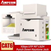 AMPCOM CAT6 Keystone Jack Insert 5/10 Pack, 90องศา Punch Down Keystone Jack Adapter-Milky