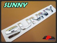 NISSAN "SUNNY" LOGO EMBLEM "CHROME" STICKER size 18x2.5 cm (1 SET) // โลโก้ สติ๊กเกอร์ ข้อความ SUNNY สีโครเมี่ยม แยกชิ้น พร้อมกาวติด